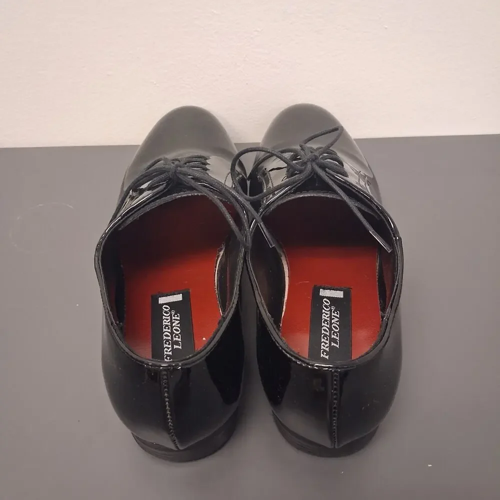 FREDERICO LEONE BLACK PATENT LEATHER MENS TUXEDO DRESS SHOES SIZE 10.5
